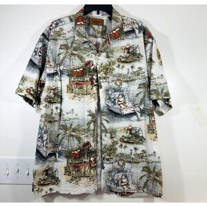 Clearwater Hawaiian Shirt Outfitters Christmas Santa Fishing Button Down sz XL